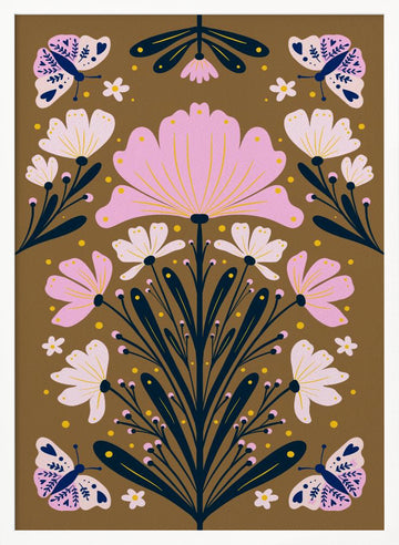 Symmetrical Butterfly Garden | Poster - White Frame Interior