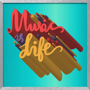 Vibrant Music Life Quote | Poster - Silver Frame Interior