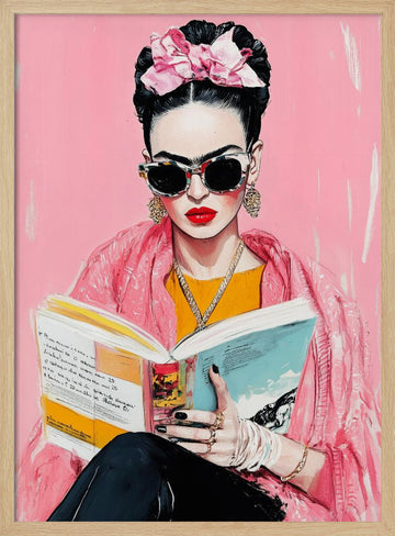 Fashionable Book Lover | Poster - Wood Frame Interior