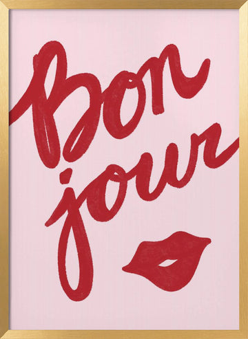 Bonjour Kiss | Poster - Gold Frame Interior