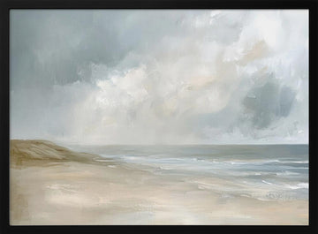 Misty Beach Morning | Poster - Black Metal Frame Interior