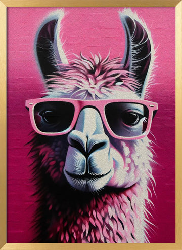 Pink Llama Shades | Poster - Gold Frame Interior