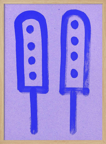 Retro Blue Ice Pops | Poster - Wood Frame Interior