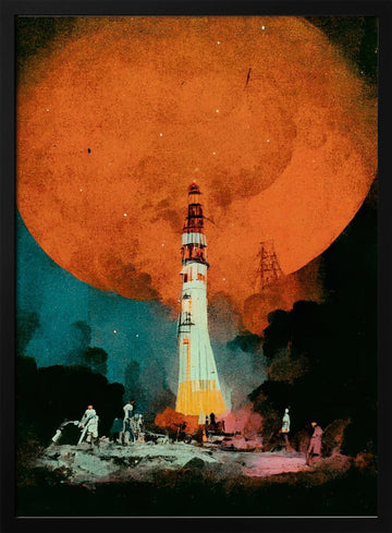 Lunar Launch | Poster - Black Metal Frame Interior