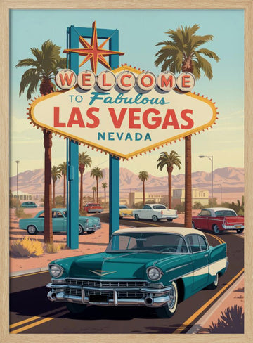 Iconic Las Vegas Welcome | Poster - Wood Frame Interior