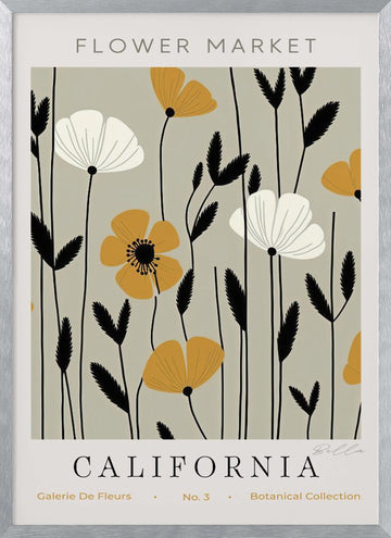 Modern Floral Field | Poster - Silver Frame Interior