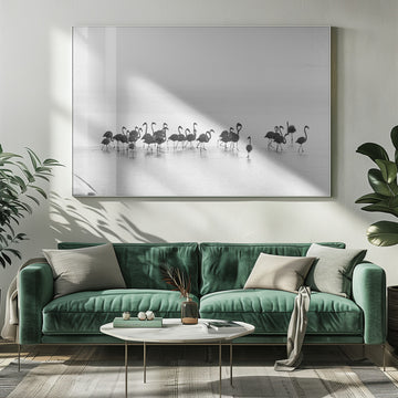 Graceful Flamingos Wading | Poster - Room Interior 1