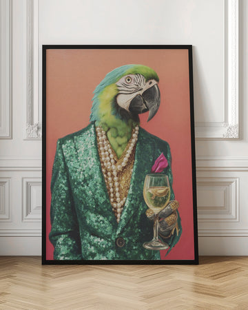 Dapper Parrot with Wine | Poster - Room Interior 1