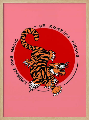 Roaring Fierce Tiger | Poster - Wood Frame Interior