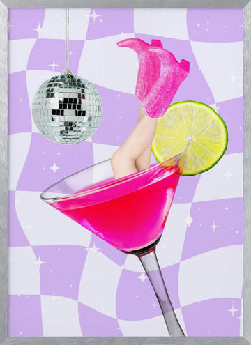 Disco Drink Delight | Poster - Silver Frame Interior