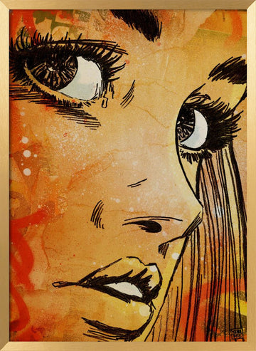 Crying Woman Portrait | Poster - Gold Frame Interior