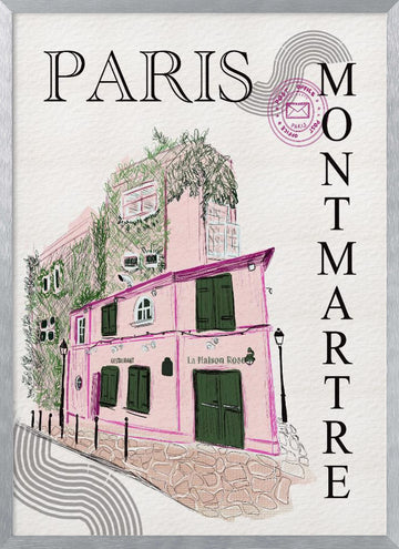 La Maison Rose Montmartre Paris | Poster - Silver Frame Interior