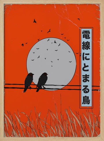 Orange Sky Birds | Poster - Wood Frame Interior