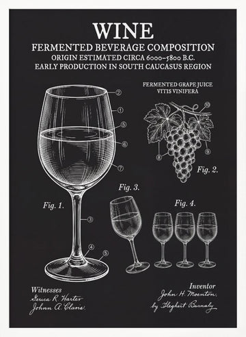 Vintage Wine Patent Drawing | Poster - White Frame Interior