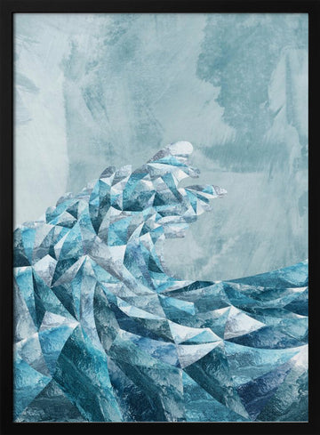 Icy Geometric Wave | Poster - Black Metal Frame Interior