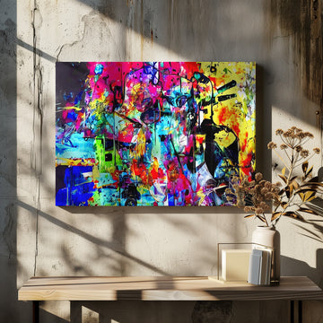 Vibrant Abstract Faces | Canvas - Room Interior 2
