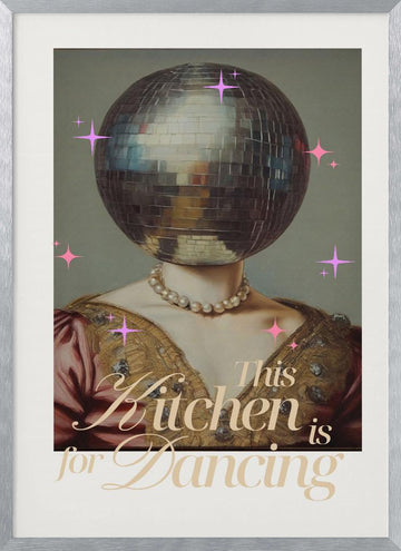 Glamorous Kitchen Dancing | Poster - Silver Frame Interior