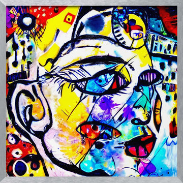 Colorful Abstract Face | Poster - Silver Frame Interior