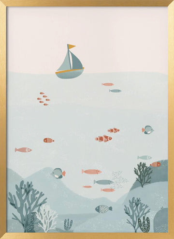 Whimsical Ocean Life | Poster - Gold Frame Interior