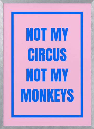 Not My Monkeys Quote | Poster - Silver Frame Interior