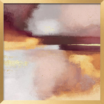 Golden Blush Abstract | Poster - Gold Frame Interior