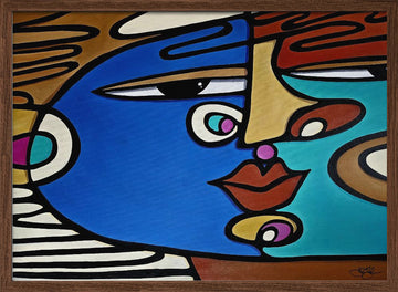 Bold Abstract Face | Poster - Walnut Frame Interior