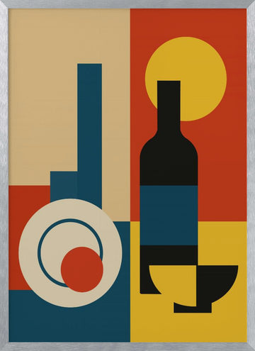 Bold Geometric Dining | Poster - Silver Frame Interior