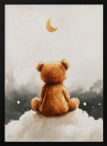 Moonlit Bear Dreams | Poster - Black Metal Frame Interior
