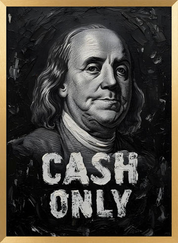 Benjamin Franklin Cash Only | Poster - Gold Frame Interior