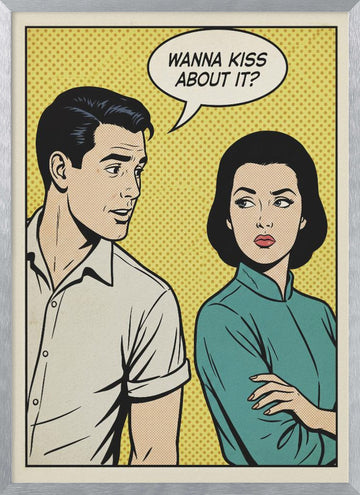 Retro Kiss Proposal | Poster - Silver Frame Interior