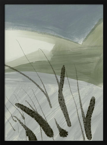 Abstract Reeds Landscape | Poster - Black Metal Frame Interior