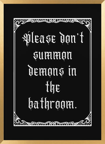Gothic Bathroom Demons | Poster - Gold Frame Interior