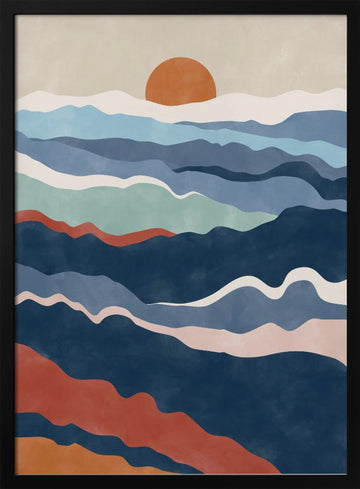 Abstract Mountain Horizon | Poster - Black Metal Frame Interior