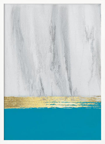Teal Gold Horizon | Poster - White Frame Interior