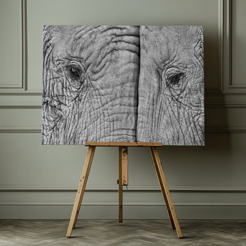 Monochrome Elephant Gaze | Canvas - Room Interior 1