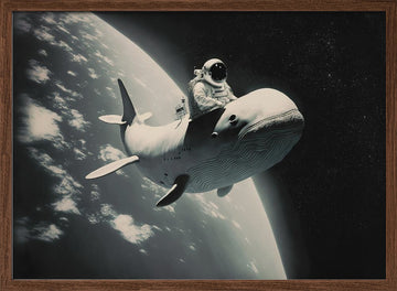 Cosmic Whale Ride | Poster - Walnut Frame Interior