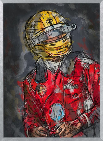 Focused Racing Driver | Poster - Silver Frame Interior