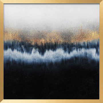 Golden Indigo Flow | Poster - Gold Frame Interior