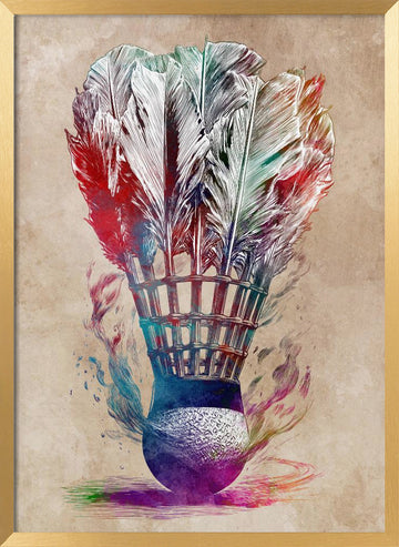 Colorful Badminton Shuttlecock | Poster - Gold Frame Interior