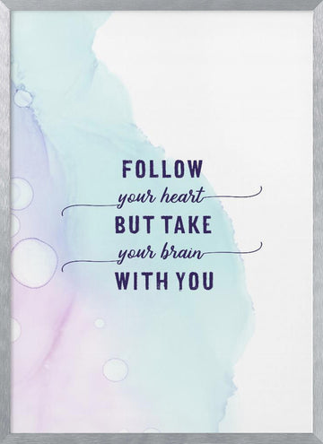 Pastel Heart Brain Quote | Poster - Silver Frame Interior