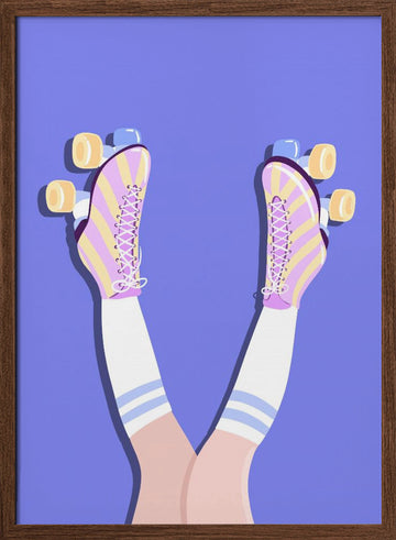 Retro Roller Skates | Poster - Walnut Frame Interior