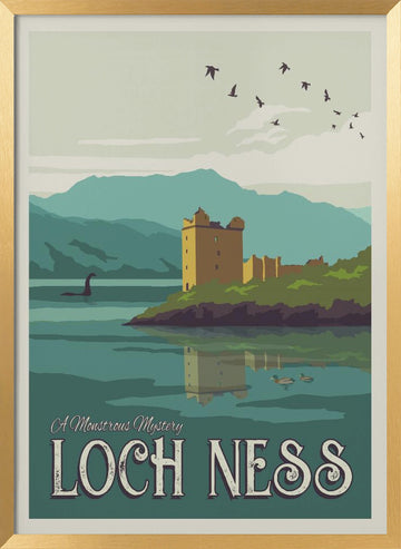 Loch Ness Monster Castle | Poster - Gold Frame Interior