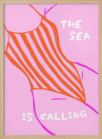 The Sea Is Calling | Poster - Wood Frame Interior