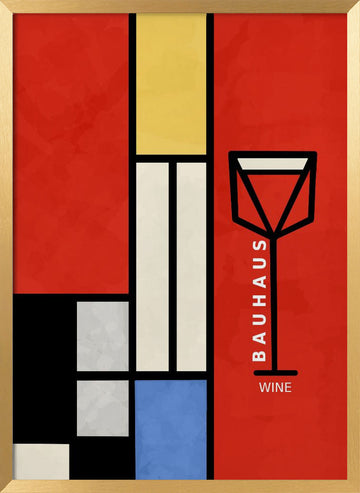 Modern Geometric Wine | Poster - Gold Frame Interior