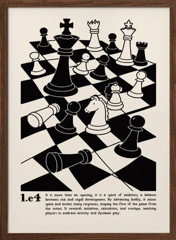 Strategic Chess Game | Poster - Walnut Frame Interior