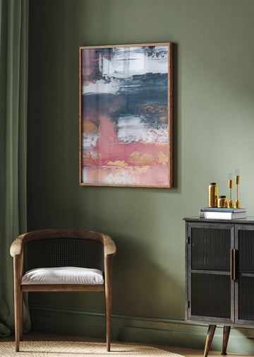 Gold Blush Abstract Layers | Poster - Room Interior 2