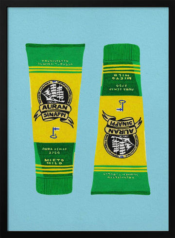 Classic Finnish Mustard Tubes | Poster - Black Metal Frame Interior