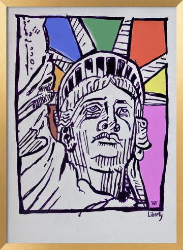 Pop Art Lady Liberty | Poster - Gold Frame Interior