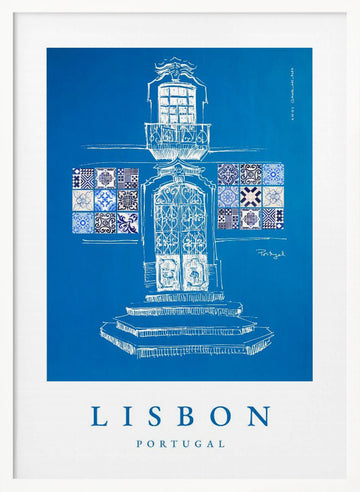Lisbon Azulejo Facade | Poster - White Frame Interior