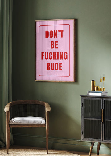 Pink Rude Statement | Poster - Room Interior 2